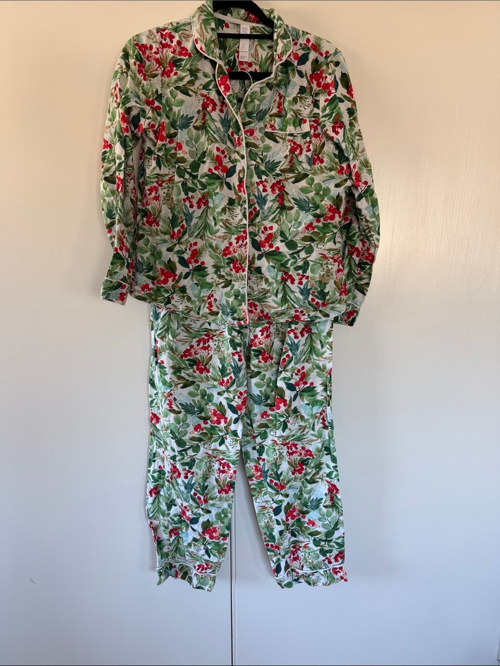 Stars Above Perfectly Cozy Flannel Pajama Set Red Berry Botanical, Small